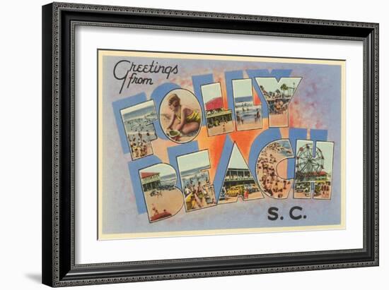 Greetings from Folly Beach, South Carolina-null-Framed Art Print