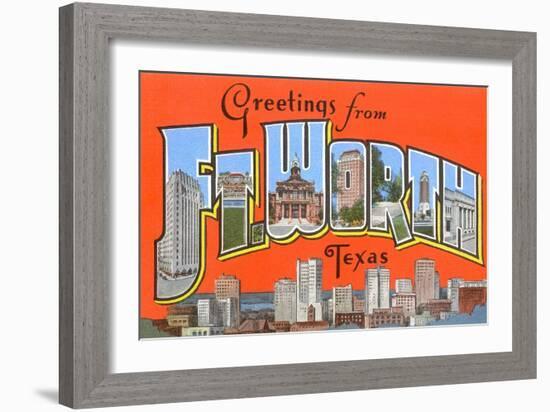 Greetings from Fort Worth, Texas-null-Framed Art Print