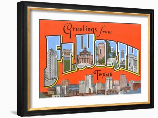 Greetings from Fort Worth, Texas-null-Framed Art Print