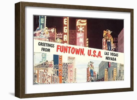 Greetings from Funtown, Las Vegas, Nevada-null-Framed Art Print