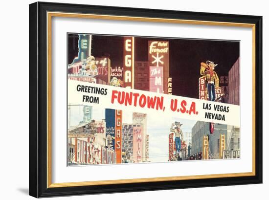 Greetings from Funtown, Las Vegas, Nevada-null-Framed Art Print