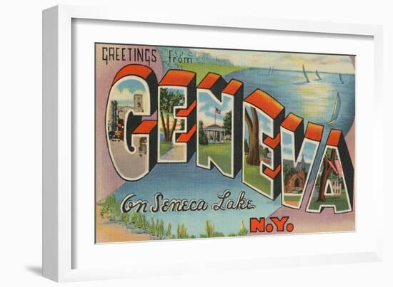 Greetings from Geneva, New York-null-Framed Art Print