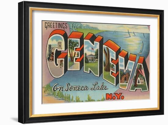 Greetings from Geneva, New York-null-Framed Art Print