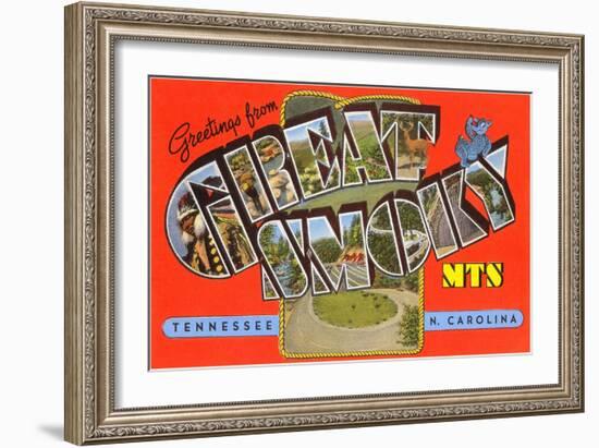Greetings from Great Smoky Mountains, Tennessee and North Carolina-null-Framed Giclee Print