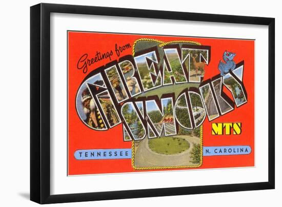 Greetings from Great Smoky Mountains, Tennessee and North Carolina-null-Framed Giclee Print