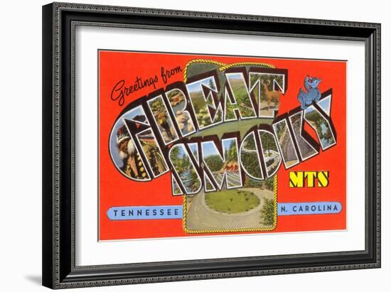 Greetings from Great Smoky Mountains, Tennessee and North Carolina-null-Framed Giclee Print