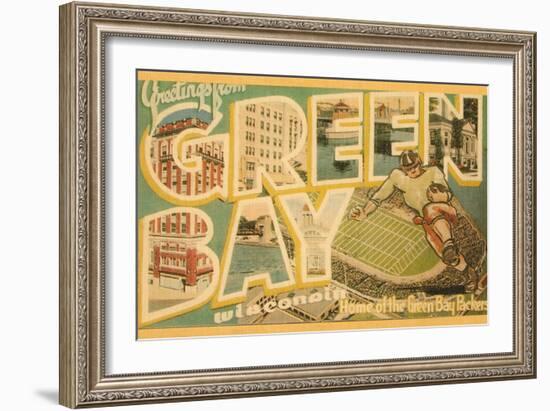 Greetings from Green Bay, Wisconsin-null-Framed Premium Giclee Print