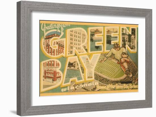 Greetings from Green Bay, Wisconsin-null-Framed Premium Giclee Print