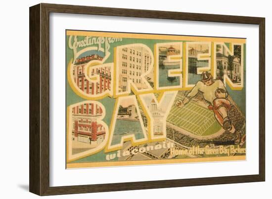 Greetings from Green Bay, Wisconsin-null-Framed Premium Giclee Print