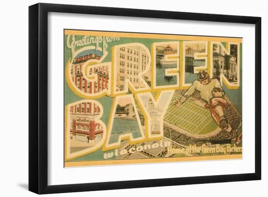 Greetings from Green Bay, Wisconsin-null-Framed Premium Giclee Print