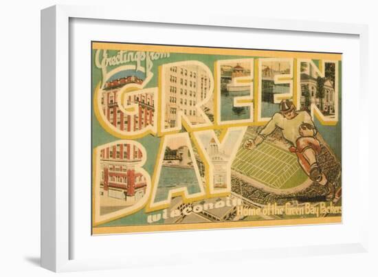 Greetings from Green Bay, Wisconsin-null-Framed Premium Giclee Print
