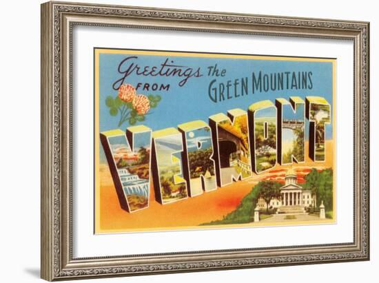 Greetings from Green Mountains, Vermont-null-Framed Art Print