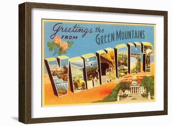 Greetings from Green Mountains, Vermont-null-Framed Art Print