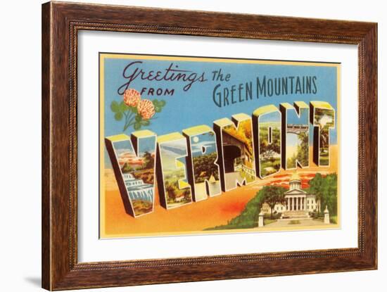 Greetings from Green Mountains, Vermont-null-Framed Art Print