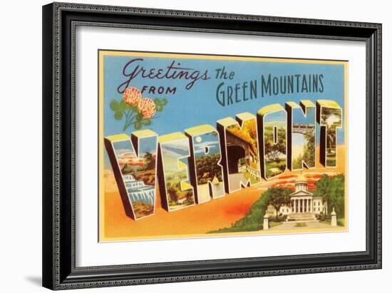 Greetings from Green Mountains, Vermont-null-Framed Art Print