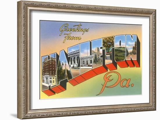 Greetings from Hazelton, Pennsylvania-null-Framed Art Print