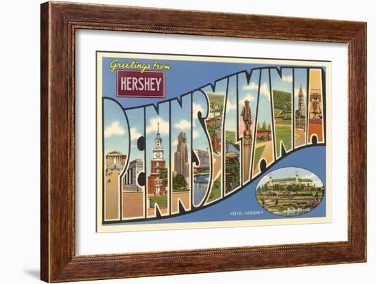 Greetings from Hershey, Pennsylvania-null-Framed Art Print