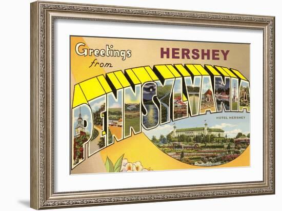 Greetings from Hershey, Pennsylvania-null-Framed Art Print