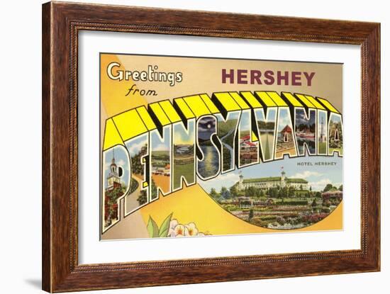 Greetings from Hershey, Pennsylvania-null-Framed Art Print