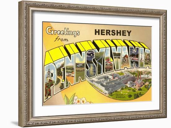 Greetings from Hershey, Pennsylvania-null-Framed Art Print