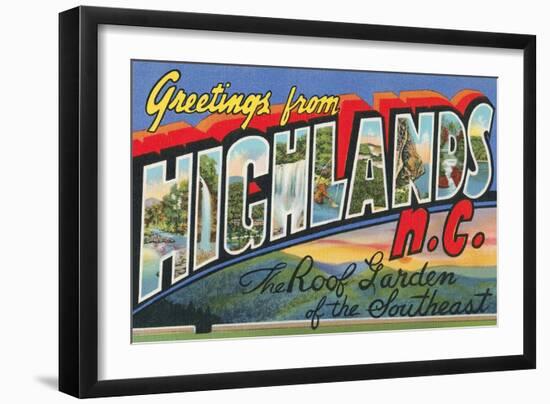 Greetings from Highlands, North Carolina-null-Framed Art Print