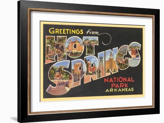 Greetings from Hot Springs, Arkansas-null-Framed Premium Giclee Print