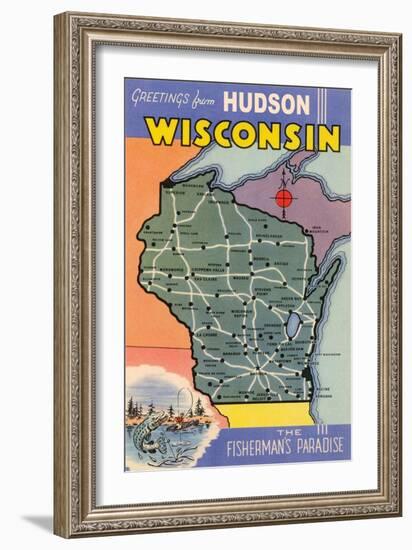 Greetings from Hudson, Wisconsin-null-Framed Art Print