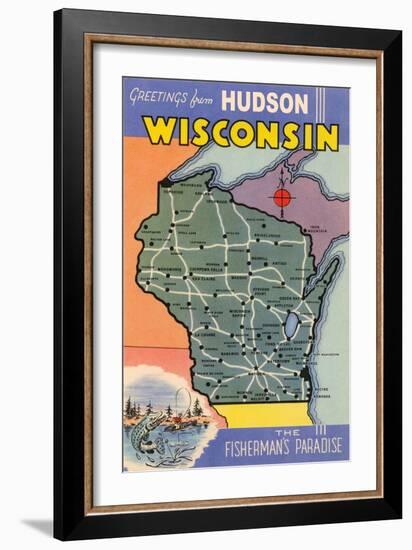 Greetings from Hudson, Wisconsin-null-Framed Art Print