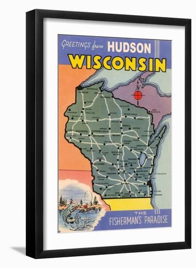 Greetings from Hudson, Wisconsin-null-Framed Art Print