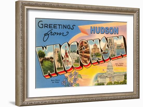 Greetings from Hudson, Wisconsin-null-Framed Art Print