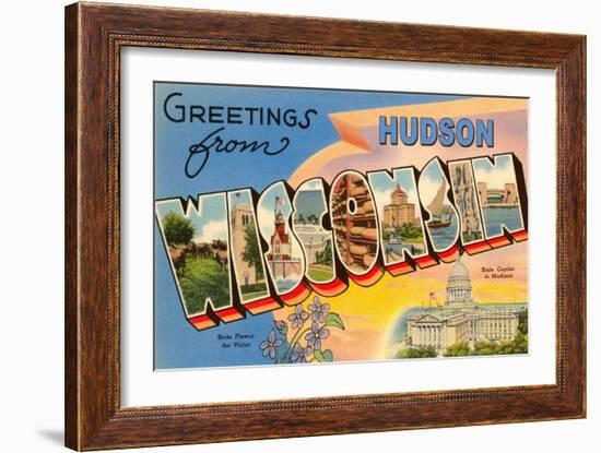 Greetings from Hudson, Wisconsin-null-Framed Art Print