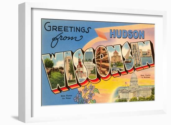 Greetings from Hudson, Wisconsin-null-Framed Art Print