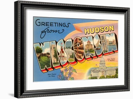 Greetings from Hudson, Wisconsin-null-Framed Art Print