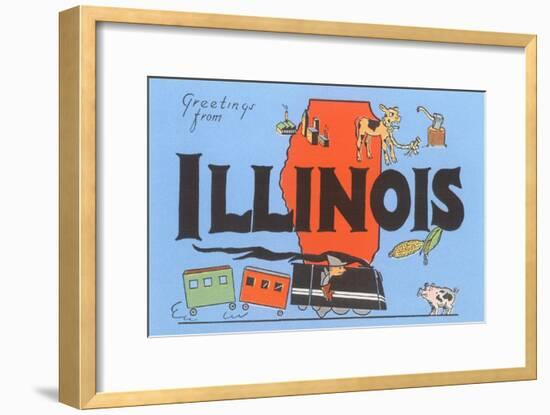 Greetings from Illinois, Cartoon-null-Framed Art Print