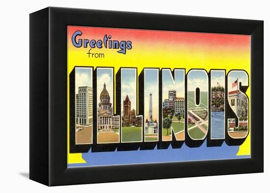 Greetings from Illinois-null-Framed Stretched Canvas