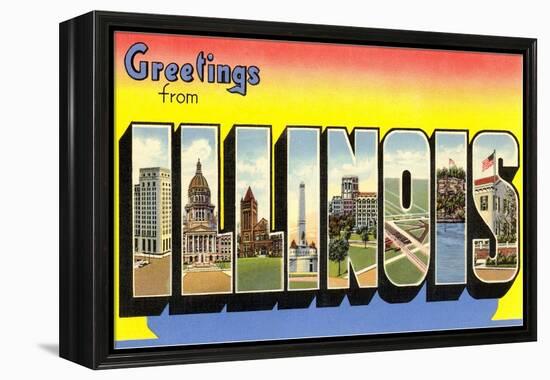 Greetings from Illinois-null-Framed Stretched Canvas