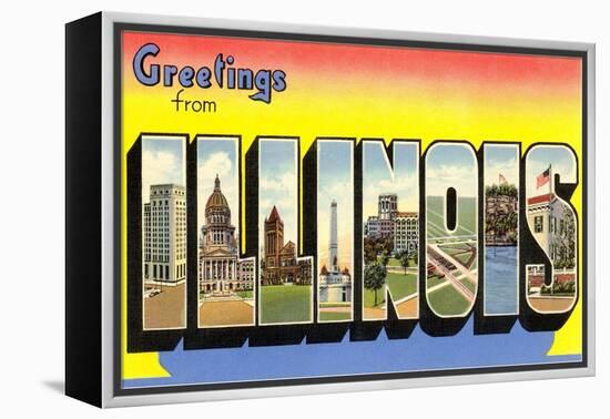 Greetings from Illinois-null-Framed Stretched Canvas