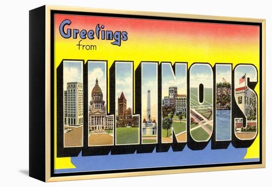 Greetings from Illinois-null-Framed Stretched Canvas