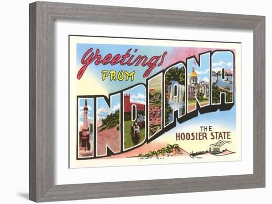 Greetings from Indiana, the Hoosier State-null-Framed Giclee Print