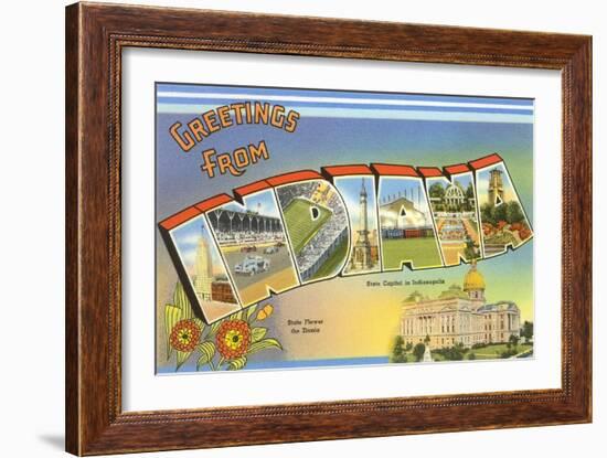 Greetings from Indiana-null-Framed Premium Giclee Print