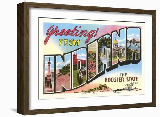 Greetings from Indiana-null-Framed Premium Giclee Print