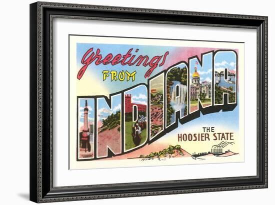 Greetings from Indiana-null-Framed Premium Giclee Print