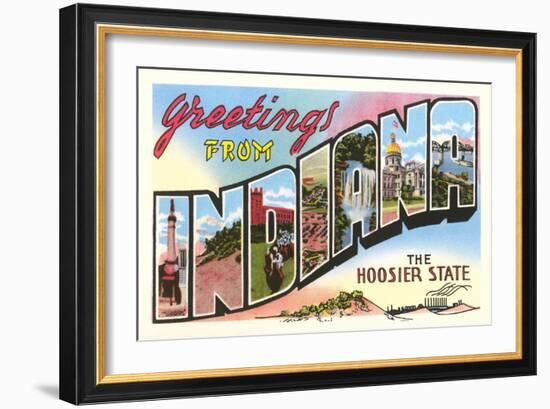 Greetings from Indiana-null-Framed Premium Giclee Print