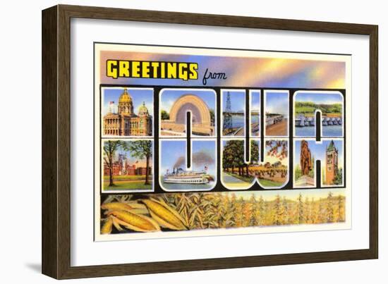 Greetings from Iowa--Framed Art Print