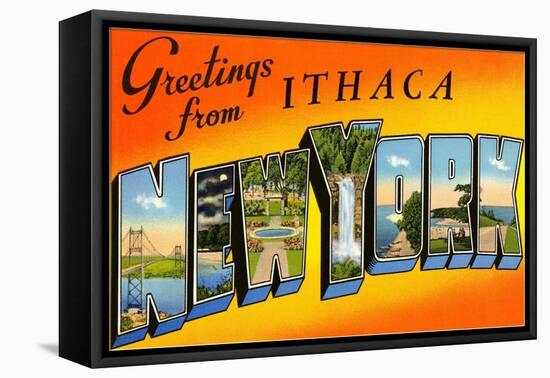 Greetings from Ithaca, New York-null-Framed Stretched Canvas