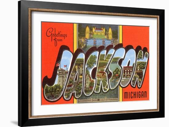 Greetings from Jackson, Michigan-null-Framed Art Print