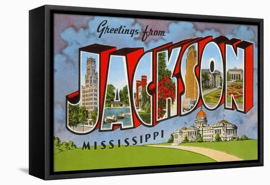 Greetings from Jackson, Mississippi-null-Framed Stretched Canvas