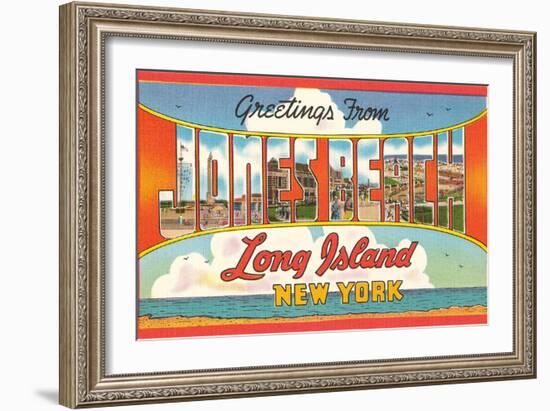 Greetings from Jones Beach, Long Island, New York-null-Framed Art Print