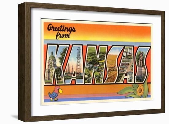 Greetings from Kansas-null-Framed Premium Giclee Print