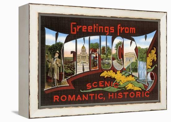 Greetings from Kentucky, Scenic, Romantic, Historic-null-Framed Premier Image Canvas